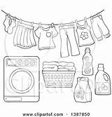 Washing Laundry Line Clothes Machine Lineart Drying Detergent Basket Clipart Air Illustration Clothesline Royalty Coloring Visekart Vector Pages Clip Template sketch template