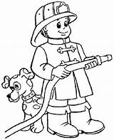 Fireman Coloring Firefighter Pages Printable sketch template
