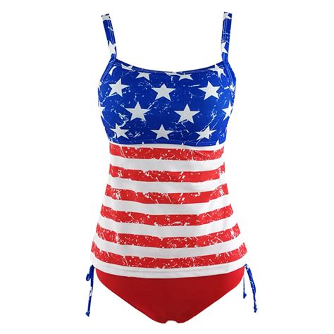 2017 american flag swimwear stars and stripes usa flag two pieces plus
