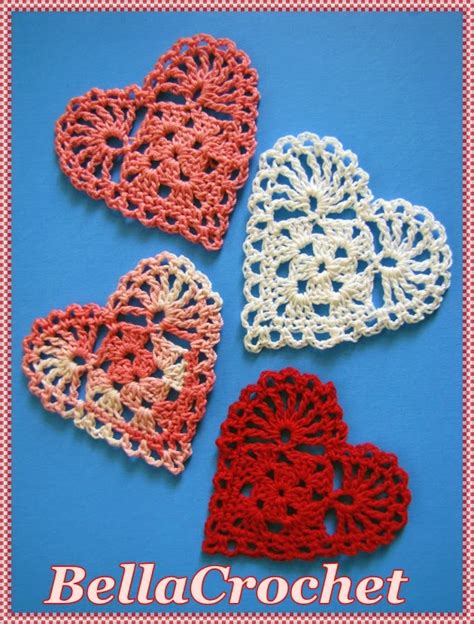 bellacrochet sweetie hearts applique  ornament   crochet