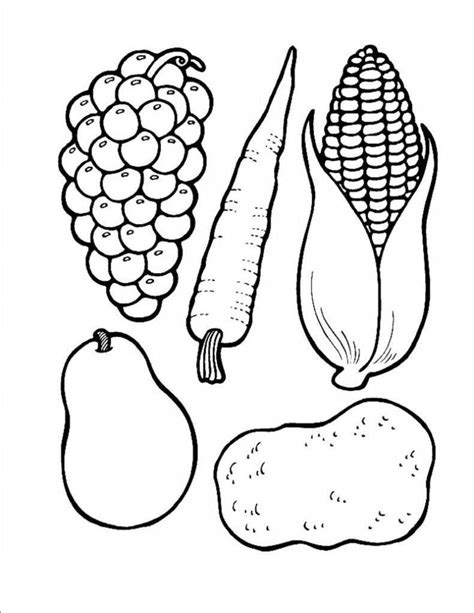 thanksgiving food coloring pages fruits  vegetables  printable