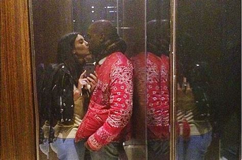 kim kardashian and kanye west share elevator kiss in picture posted by