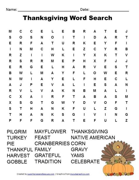 thanksgiving word searches  printable