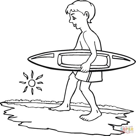 boy surfer coloring page  printable coloring pages
