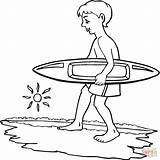 Coloring Pages Boy Surfing Surfer Printable Surf Silhouettes sketch template