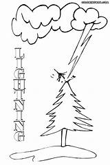 Lightning Coloring Pages Tree Hitting sketch template