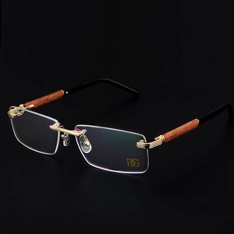 vazrobe brand gold wood glasses frame men rimless prescription