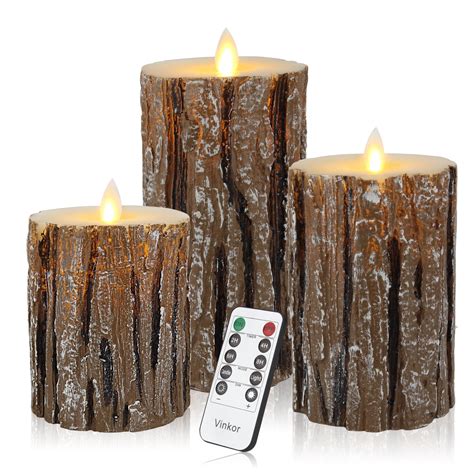 vinkor flameless candles  real wax pillars  log homes