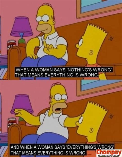 If A Woman Says Nothings Wrong Simpsons Funny Simpsons Quotes Homer