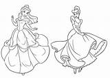 Coloring Pages Princess Belle Cinderella Beast Beauty Color Craft sketch template