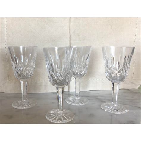 1950s Waterford Crystal White Wine Glasses In Lismore Pattern Set Of