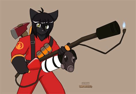 tf race black kat  pyro  droll  deviantart