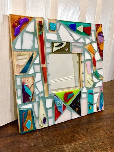 abstract mosaic mirror etsy stained glass mosaic mirror glass