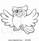 Owl Flying Outline Coloring Clipart Illustration Visekart Royalty Rf Regarding Notes Clipartof sketch template