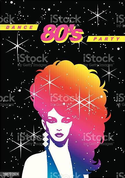 Illustration Of A Woman With Big Hair In The Eighties Stock
