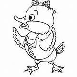 Duck Coloring Pages Lucky Hellokids Bow sketch template
