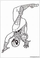 Upside Pages Down Spiderman Coloring Spider Man Superhero sketch template