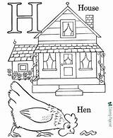 Coloring Alphabet Pages House sketch template