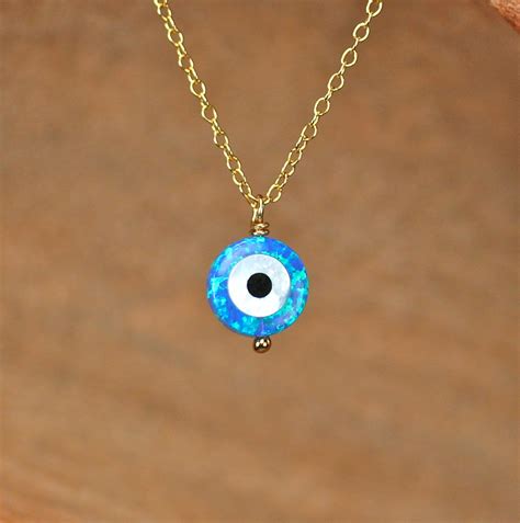 evil eye necklace blue eye pendant amulet necklace opal eye necklace  eye necklace