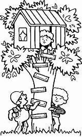 Coloring Tree Treehouse House Pages Kids Hide Seek Playing Boomhutten Chavez Print Cesar Colouring Kleurplaten Printable Houses Clipart Size Color sketch template