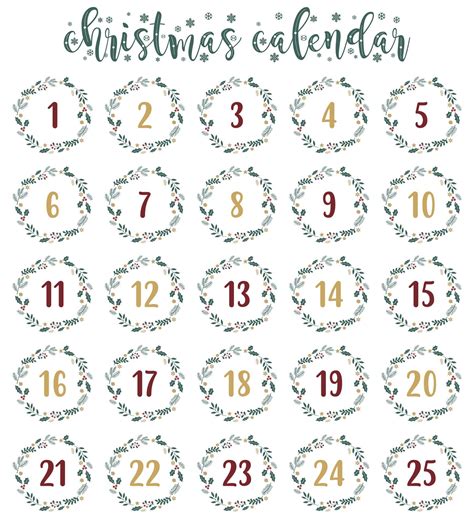 printable christmas calendar numbers diy advent calendar printable