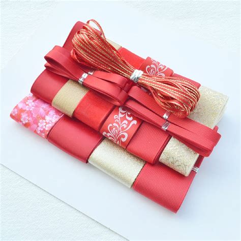 high quality chinese red grosgrain ribbon set diy girl hair accessories