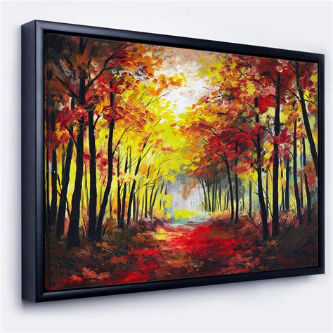 designart walk  autumn forest landscape art print framed