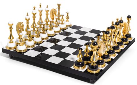 modern gilt brass hardstone chess set gold  midas touch  sothebys