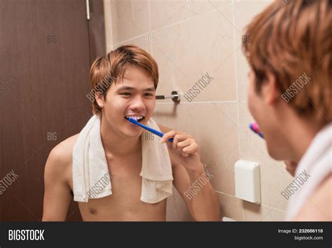 brushing teeth morning image photo  trial bigstock