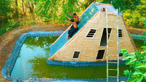 Build Big Swimming Pool Around Water Slide House Youtube