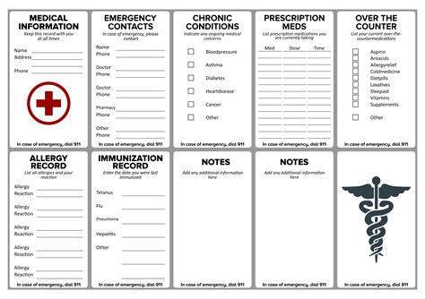printable medication list card printableecom