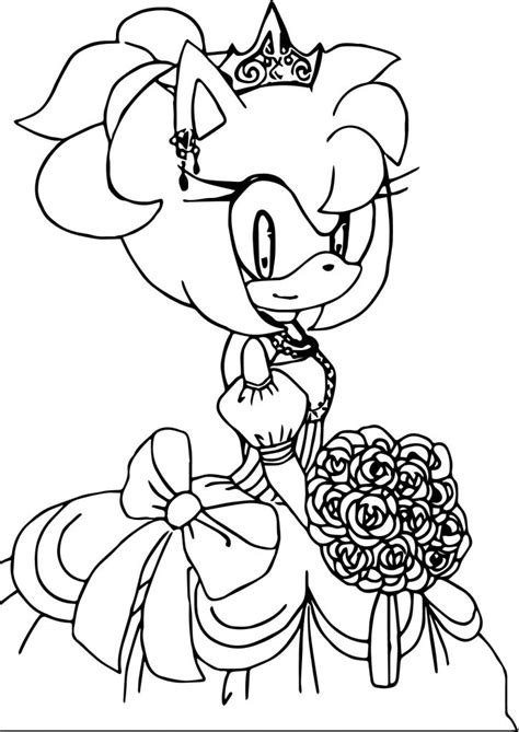 amy rose wedding girl coloring page wecoloringpagecom
