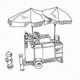 Food Cart Template Street Stand Dog Hot Sketch Coloring Illustration sketch template