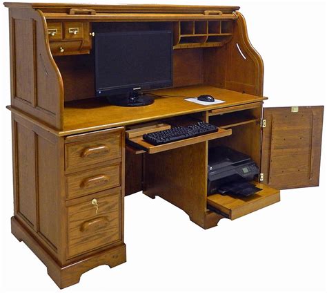 fashioned computer desk   drawers   monitor