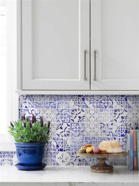 Blue Glass Mediterranean Style Backsplash Tile