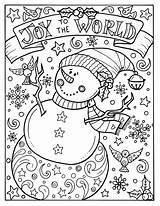 Coloring Christmas Joy Snowman Pages Digital Adult Holidays Color Printable Adults Sheets Etsy Kids Xmas Template Sold sketch template