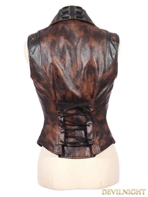 steampunk faux leather vest for women uk