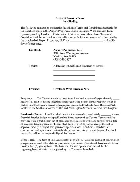 letter  intent  real estate  printable documents