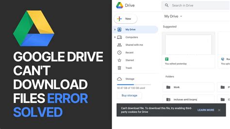 google drive error solved    file  enabling  party cookies youtube