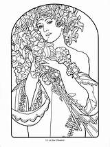 Mucha Coloring Alphonse Deco Nouveau Pages Alfons Book Colouring Illustration Adult Choose Board Flickr Posters Paintings Drawings Patterns sketch template
