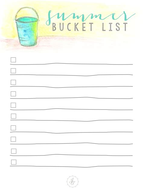 cute printable bucket list template