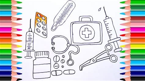 draw medical doctor kit  kids coloring pages medicines