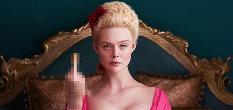 elle fanning gives the finger on ‘the great poster trailer also