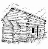 Coloring Pages Cabin Log Lincoln Clipart Adults Library Hut House Popular sketch template