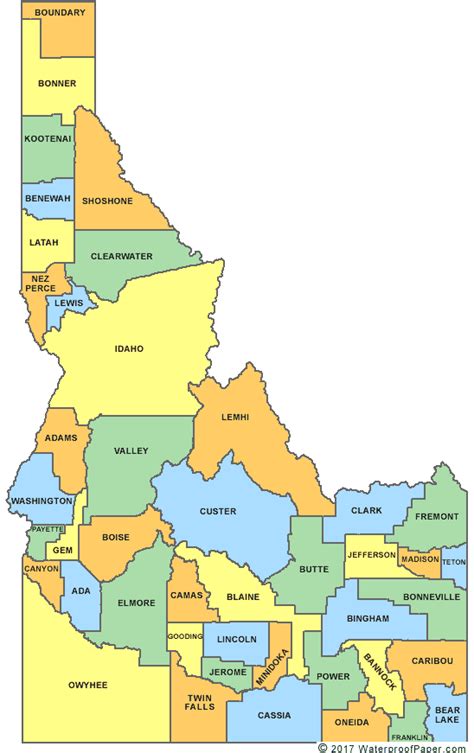 idaho county map id counties map  idaho