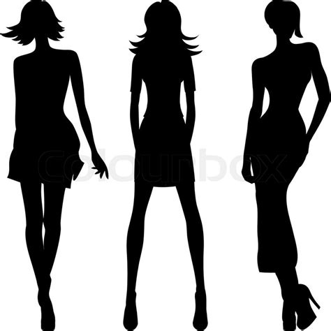 vector silhouette of fashion girls top models stock