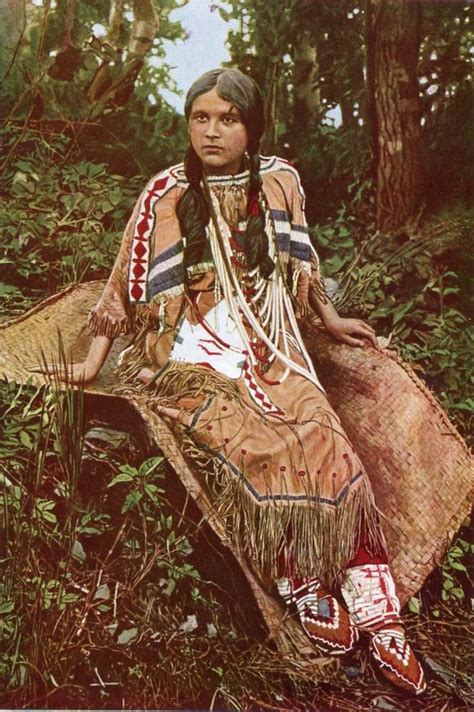 Native American Ojibwa Chippewa Girl Woman Art Print Antique Wall