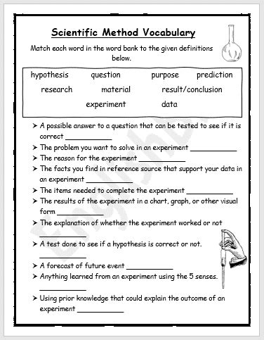 scientific method matching worksheet worksheets  kindergarten