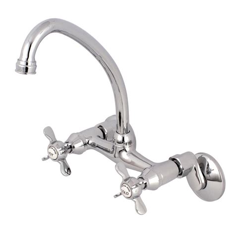 kingston brass essex  handle wall mount standard kitchen faucet  polished chrome hksc