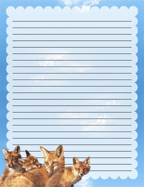 animal lined paper   foxes   sky  clouds